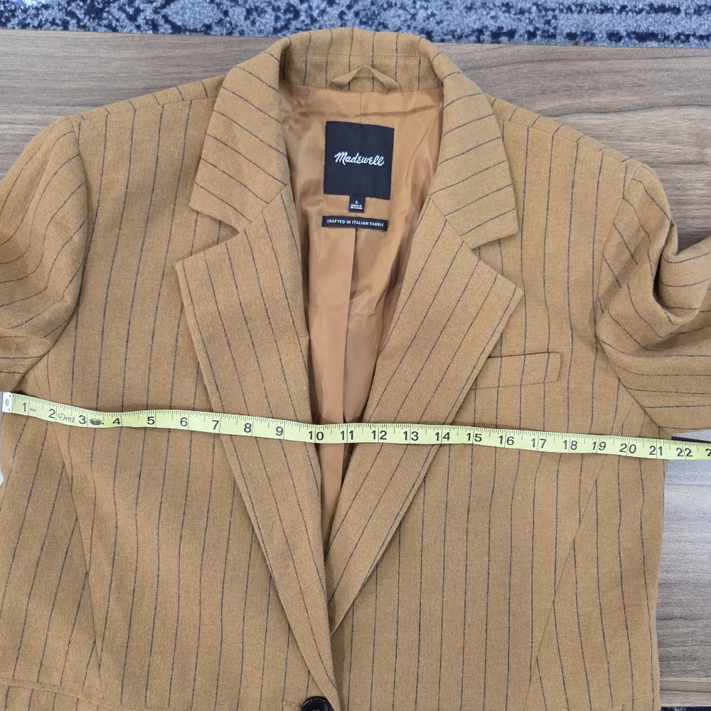 Madewell Oversized Blazer in Pinstripe Fallen Timber Padded Shoulders Size 6 - Picture 6 of 16